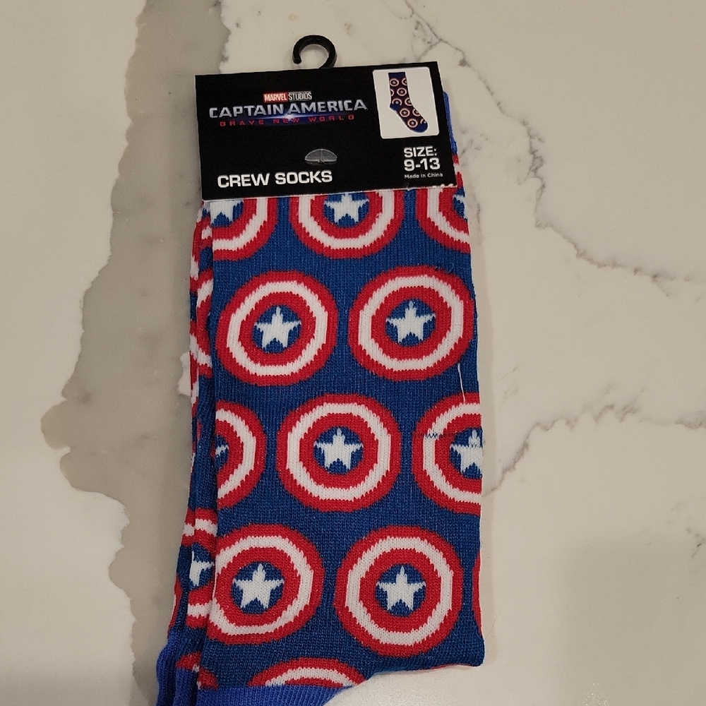 Marvel Captain America Shield Socks - Blue, Red, and White